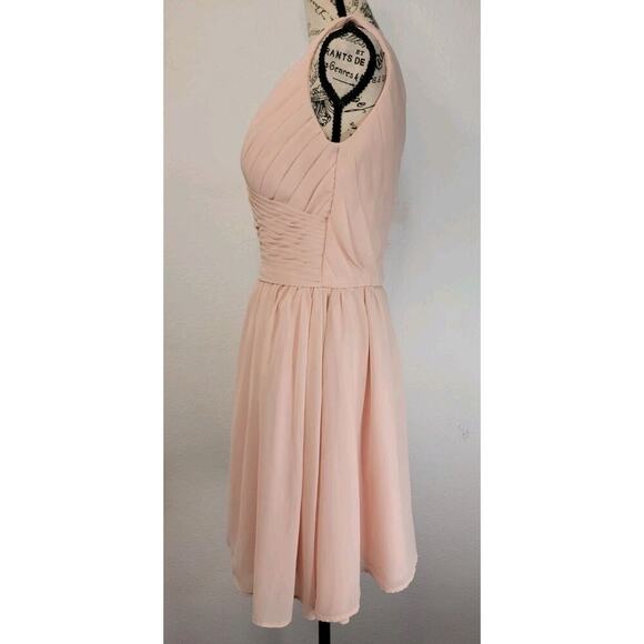 Morilee Madeline Gardner 8 babydoll Mini Dress One shoulder Layered Blushed - Picture 6 of 8